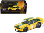 Mazda RX-3 Liberty Walk RHD (Right Hand Drive) 3 ""Savanna"" Yellow with Green Stripes 1/64 Diecast Model Car by Inno Models