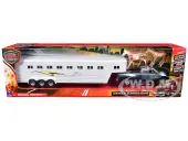 Chevrolet Silverado 2500HD Pickup Truck Gray Metallic with Horse Trailer White and Horse Figures ""Long Haul Truckers"" Series 1/32 Diecast Model by Ne