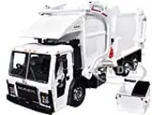 Mack LR Refuse Garbage Truck with McNeilus Meridian Front Loader White with Trash Bin 1/64 Diecast Model by DCP/First Gear