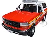 1996 Ford Bronco Police Red and White FDNY (The Official Fire Department the City of New York) ""Artisan Collection"" 1/18 Diecast Model Car by Greenli