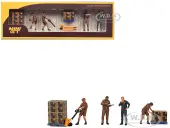 ""UPS Driver and Workers"" 7 Piece Figure Set for 1/64 Scale Models by Mini GT