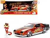1985 Chevrolet Camaro Z/28 Orange Metallic with Graphics and Chester Cheetah Diecast Figure ""Cheetos"" ""Hollywood Rides"" Series 1/24 Diecast Model Car