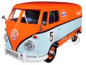 Volkswagen Type 2 (T1) Delivery Van 5 ""Gulf"" Orange and Light Blue 1/24 Diecast Model Car by Motormax