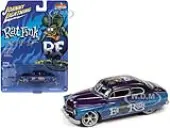 1949 Mercury Coupe Custom Purple Metallic with Graphics ""Rat Fink"" ""Pop Culture"" 2022 Release 1 1/64 Diecast Model Car by Johnny Lightning