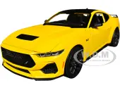 2024 Ford Mustang GT 5.0 Yellow with Black Top ""NEX Models"" Series 1/25 Diecast Model Car by Welly