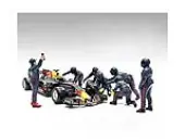 Formula One F1 Pit Crew 7 Figure Set Team Blue Release III for 1/18 Scale Models by American Diorama