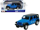 2015 Jeep Wrangler Unlimited Blue with Black Top ""SE Trucks"" Series 1/24 Diecast Model Car by Maisto