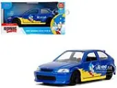 1997 Honda Civic Type R Blue Metallic with Graphics ""Sonic the Hedgehog"" (1991) Video Game ""Hollywood Rides"" Series 1/32 Diecast Model Car by Jada