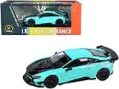 BMW i8 Liberty Walk Peppermint Green with Black Hood ""LB Performance"" Series 1/64 Diecast Model Car by Paragon Models