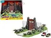 Jurassic Park Theme Park Entrance Diorama with Jeep Wrangler and Ford Explorer 30th Anniversary ""Jurassic Park"" (1993) Movie ""Nano Hollywood Rides"" S