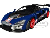McLaren Senna 56 Dark Blue and Silver with Orange Stripes ""Gulf Oil"" ""Gulf Die-Cast Collection"" 1/24 Diecast Model Car by Motormax