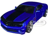 2010 Chevrolet Camaro Candy Blue with Black Hood ""Bigtime Muscle"" Series 1/24 Diecast Model Car by Jada