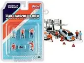 ""Team Transporter Crew"" Diecast Set of 6 pieces (5 Figurines and 2 Warning Triangles) for 1/64 Scale Models by American Diorama
