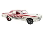 1964 Dodge 330 ""Ramchargers"" White with Red Graphics and Stripes Limited Edition to 504 pieces Worldwide 1/18 Diecast Model Car by ACME