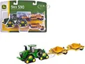 John Deere 9RX 590 Tractor Green with Two 1812D C Scrapers Yellow 1/64 Diecast Model by ERTL TOMY
