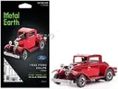 Model Kit 1932 Ford Coupe Red (Moderate Difficulty) Steel Model by Metal Earth