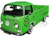 1968 Volkswagen T2 Pickup Truck Green Metallic ""Rooster Speed Motorcycle"" 1/18 Diecast Model Car by Solido