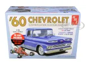Skill 2 Model Kit 1960 Chevrolet Custom Fleetside Pickup Truck with Go Kart 1/25 Scale Model by AMT