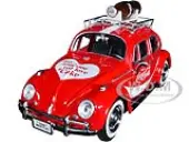 1966 Volkswagen Beetle Red ""Enjoy Coca-Cola"" with Roof Rack and Accessories 1/24 Diecast Model Car by Motor City Classics