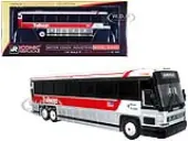 2001 MCI D4000 Coach Bus ""Trailways - Blue Ridge"" White and Red ""Vintage Bus &amp; Motorcoach Collection"" Limited Edition to 504 pieces Worldwide 1/8