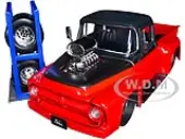 1956 Ford F-100 Pickup Truck Red and Dark Gray Metallic with Extra Wheels ""Just Trucks"" Series 1/24 Diecast Model Car by Jada