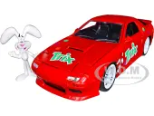 1985 Mazda RX-7 RHD (Right Hand Drive) Red with Graphics and Trix Rabbit Diecast Figure ""Trix Cereal"" ""Hollywood Rides"" Series 1/24 Diecast Model Car