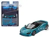 McLaren 750S Spider Belize Blue Metallic Limited Edition 1/64 Diecast Model Car by Mini GT