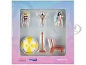 ""Beach Girls"" 5 piece Diecast Figure Set (3 Female Figures and 2 Beach Accessories) for 1/64 Scale Models by Tarmac Works &amp; American Diorama