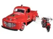 1948 Ford F-1 Pickup Truck ""Harley Davidson"" Fire Truck and 1936 El Knucklehead Motorcycle 1/24 Diecast Models by Maisto
