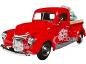 1940 Ford Pickup Truck Red ""Merry Christmas"" with Tree Accessory 1/24 Diecast Model Car by Motormax