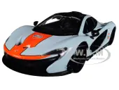 McLaren P1 with ""Gulf Oil"" Livery Light Blue with Orange Stripe 1/24 Diecast Model Car by Motormax