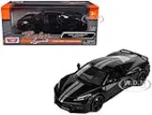 2020 Chevrolet Corvette C8 Stingray Black with Silver Stripes ""Timeless Legends"" Series 1/24 Diecast Model Car by Motormax