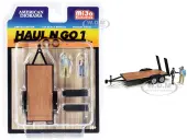 ""Haul N Go 1"" Trailer and 2 Figurines Diecast Set of 3 pieces for 1/64 Scale Models by American Diorama