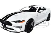 2018 Ford Mustang GT 5.0 White with Black Stripes ""Timeless Legends"" Series 1/24 Diecast Model Car by Motormax