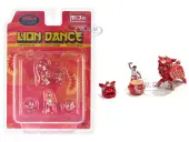 ""Lion Dance"" 4 piece Diecast Figure Set (1 Figures 1 Lion 2 Accessories) Limited Edition to 2400 pieces Worldwide for 1/64 Scale Models by American D