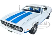 1972 Ford Mustang Sprint White with Blue Stripes ""Class of 1972"" ""American Muscle"" Series 1/18 Diecast Model Car by Auto World