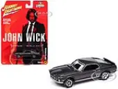 1969 Ford Mustang Mach I Gray Metallic with Black Stripes ""John Wick"" (2014) Movie ""Pop Culture"" 2024 Release 2 1/64 Diecast Model Car by Johnny Ligh
