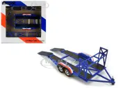 Tandem Car Trailer with Tire Rack Blue ""Mopar"" for 1/43 Scale Model Cars by GMP