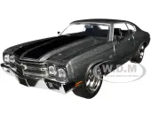 1970 Chevrolet Chevelle SS Gray Metallic with Black Stripes ""Fast &amp; Furious"" (2009) Movie ""Fast &amp; Furious"" Series 1/24 Diecast Model Car by J