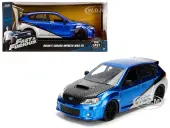 Brians Subaru Impreza WRX STI Blue and Silver with Carbon Hood ""Fast &amp; Furious"" Movie 1/24 Diecast Model Car by Jada