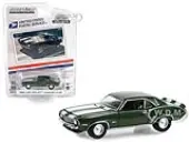1969 Chevrolet Camaro Z/28 Green Metallic with White Stripes USPS (United States Postal Service) ""2022 Pony Car Stamp Collection by Artist Tom Fritz""