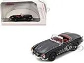 Mercedes-Benz 300 SL Roadster Black with Red Interior 1/87 (HO) Diecast Model Car by Schuco