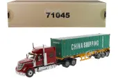 International LoneStar Sleeper Cab Red with Skeleton Trailer and 40 Dry Goods Sea Container ""China Shipping"" Green ""Transport Series"" 1/50 Diecast Mo