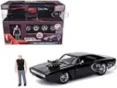 Model Kit Dodge Charger R/T Black and Dom Diecast Figure ""Fast &amp; Furious"" Movie ""Build N Collect"" Series 1/24 Diecast Model Car by Jada