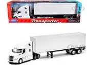 Freightliner Cascadia Truck White with White Container ""Transporter"" Series 1/32 Diecast Model by Welly
