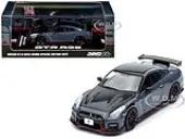 2022 Nissan GT-R (R35) Nismo Special Edition RHD (Right Hand Drive) Stealth Gray with Carbon Top and Hood 1/64 Diecast Model Car by Inno Models