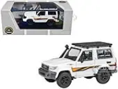 2023 Toyota Land Cruiser 71 White ""70th Anniversary"" with Stripes and Roofrack 1/64 Diecast Model Car by Paragon Models