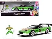 2002 Honda NSX Type-R Japan Spec RHD (Right Hand Drive) and Green Ranger Diecast Figurine ""Power Rangers"" ""Hollywood Rides"" Series 1/32 Diecast Model