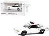 1987-1993 Ford Mustang SSP White Police Car with Light Bar ""Hot Pursuit"" ""Hobby Exclusive"" Series 1/64 Diecast Model Car by Greenlight