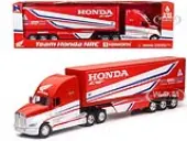 Kenworth Semi-Truck Red and White ""Team Honda HRC"" 1/32 Diecast Model by New Ray